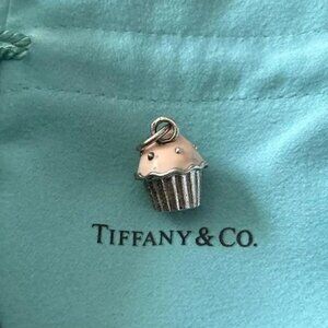 Tiffany & Co. Sterling Silver and Peach Enamel Cupcake Charm